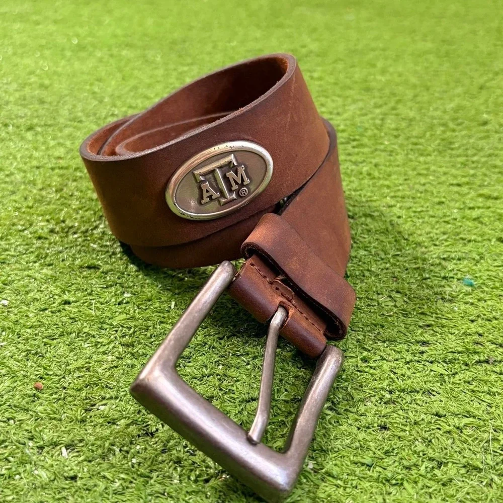 Texas A&M Aggies Men's Genuine Leather Belt Size 32 Brown Preppy Western